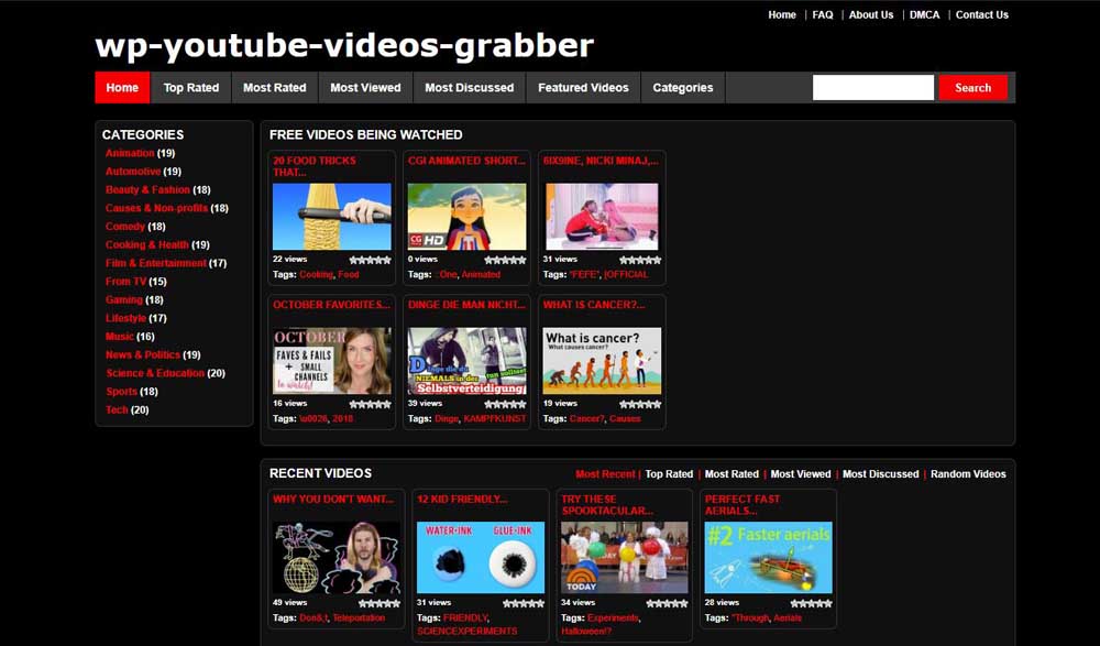 WP Youtube Videos Grabber Layout
