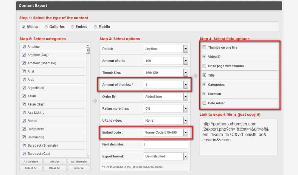 XHamster Importer Layout